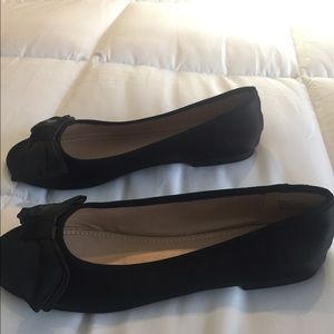 Black satin ballet flats